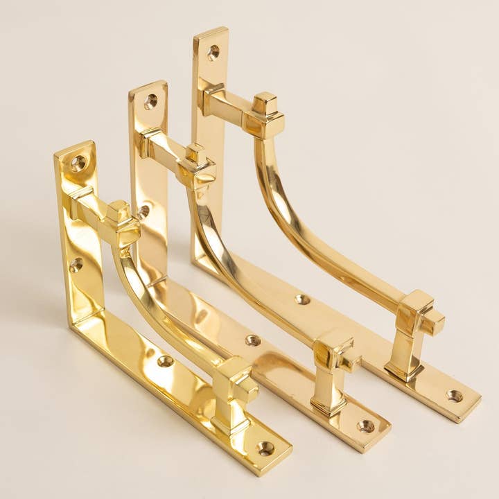 Polished Brass Vintage Industrial Style Solid Brass Shelf Brackets for wholesale by Brass bee