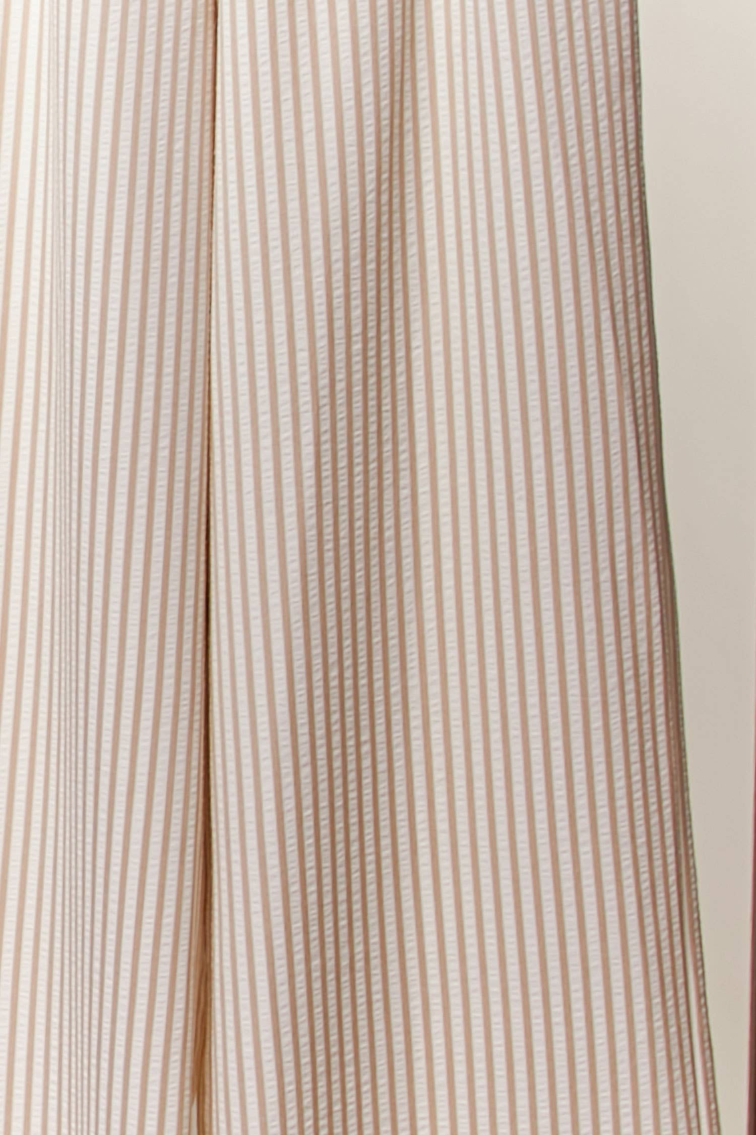 Beige Striped Wide-Leg Pants with Lace Hem for wholesale on Faire3