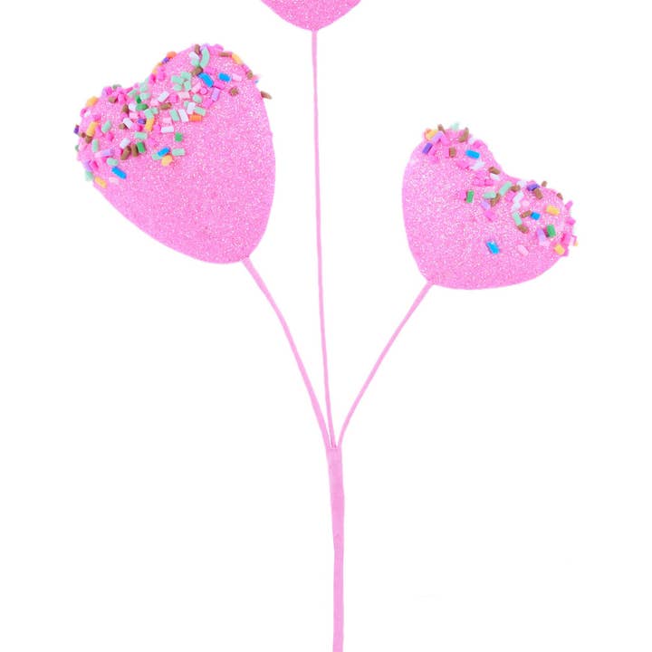 DecoExchange – wholesale Cake/cupcake topper – 11"L Gltr Heart Cookie Pick W/Sprinkles Pink HV137722