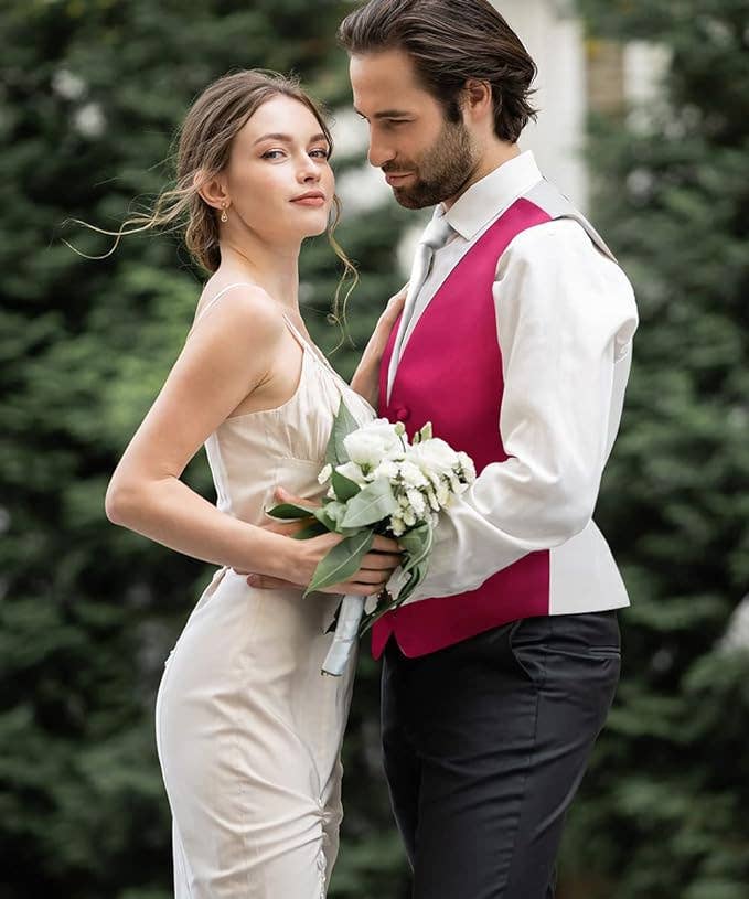 Dubal Brothers - Wholesale Suit Vest - Men's - Vittorio Farina Solid Satin Vest Set (White Back) Var. 01 (Beige-Maize)19