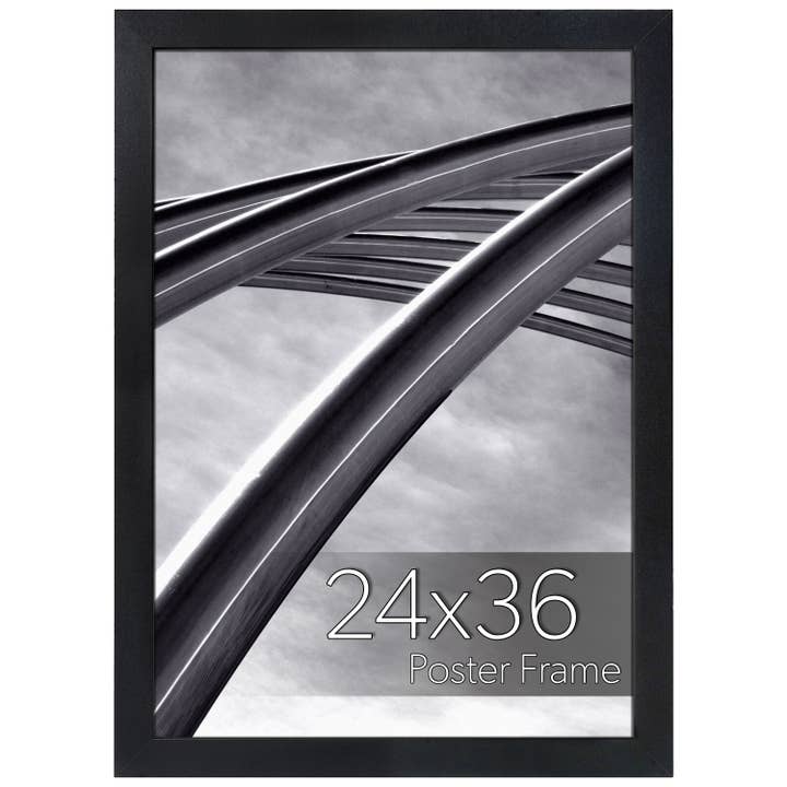 Craig Frames - Wholesale Picture Frame - 24x36 Matte Black Poster Frame with Plexiglass, Wall Hanging