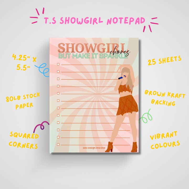Desi design and chai - Wholesale Notepad - Life of a show girl - notepad - 25 sheets1