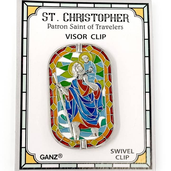 Enameled St. Christopher Visor Clip for wholesale by PowerBeads by jen