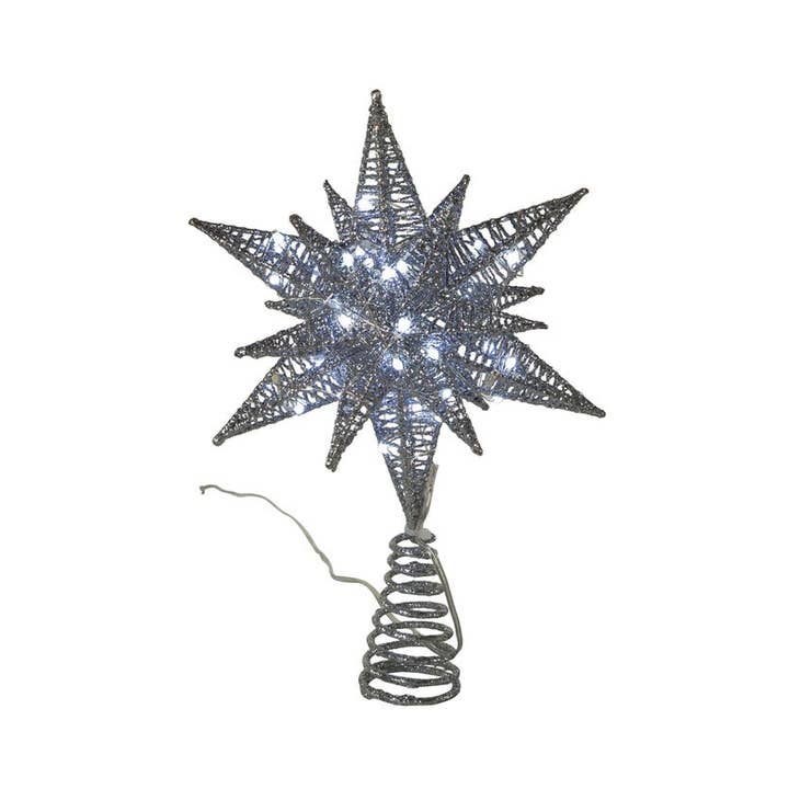 Kurt S. Adler, Inc. - Wholesale Tree Topper - 11"PRELIT LED SILVER STARBURST TREE TOPPER