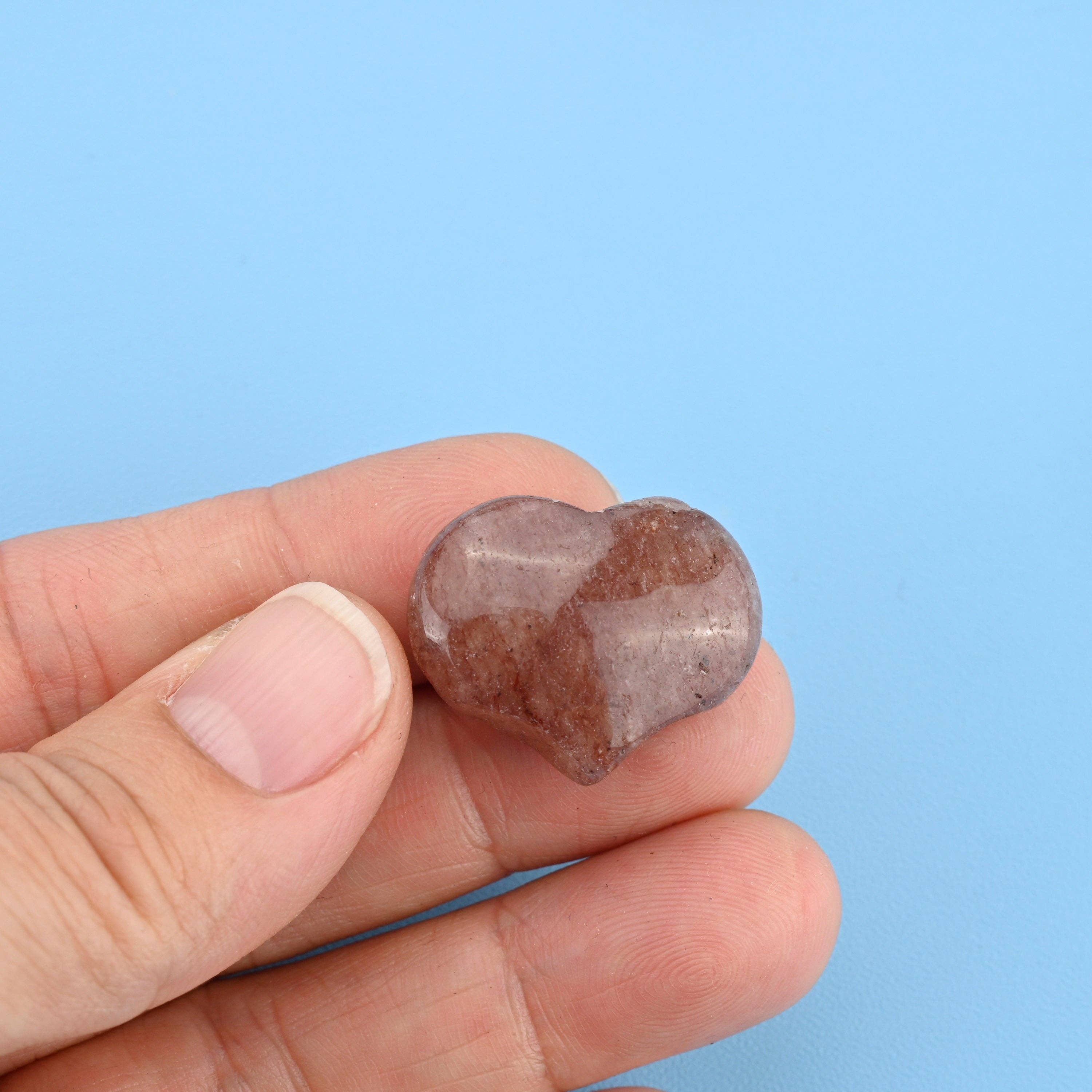ilovebeadsusa - Vente Pierre et cristal de spiritualité - Pierre précieuse en forme de cœur gonflé sculptée en quartz fraise de 25 x 20 mm2
