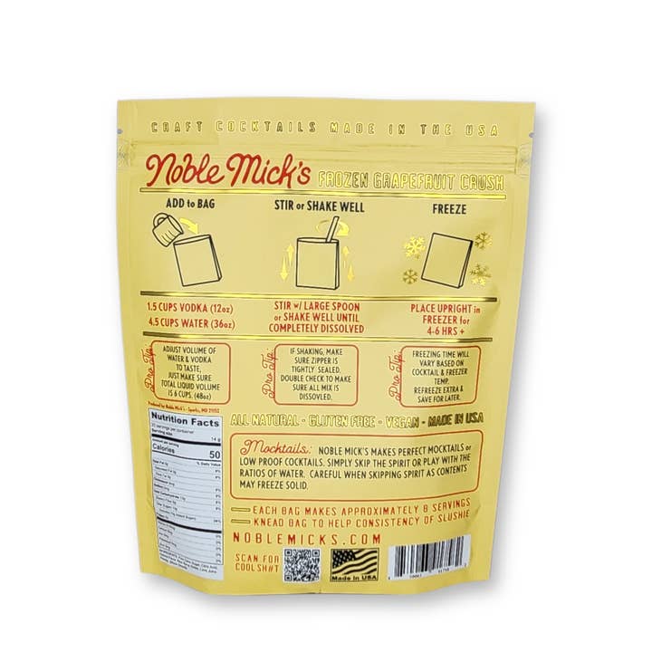 Noble Mick's - Craft Beverage Company - Wholesale Cocktail Mix/Syrup - Grapefruit Crush Frozen Cocktail