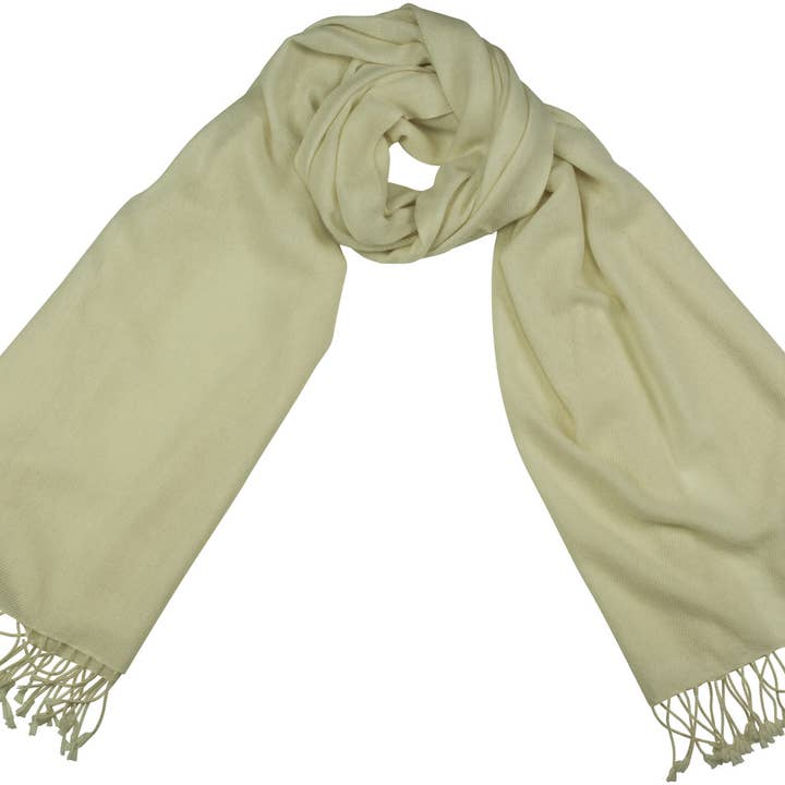 Handgeweven kasjmier sjaal in champagnekleur voor wholesale door Shirin Sehan