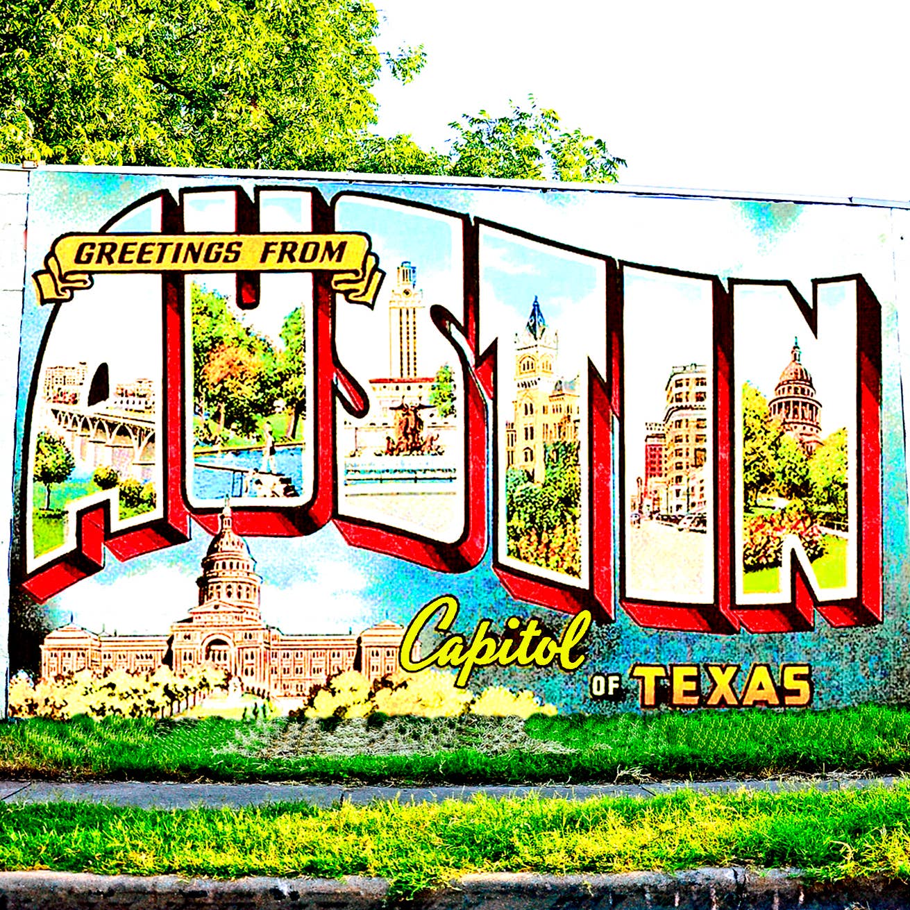 South Austin Gallery - Venta al por mayor Ilustración - Saludos desde Austin Mural0