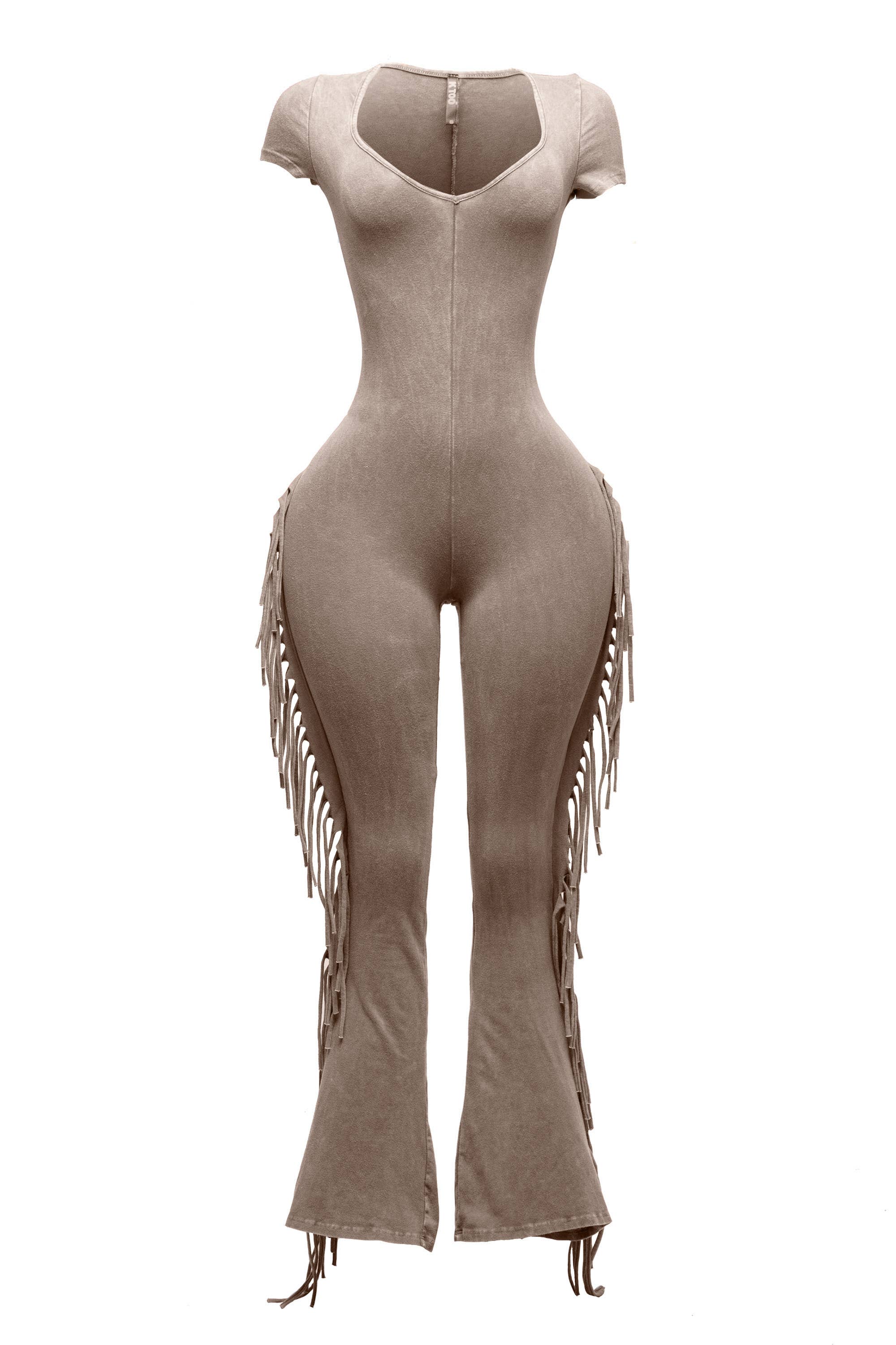 K Too - Wholesale Jumpsuit - Women's - Mineral washed fringed jumpsuit6