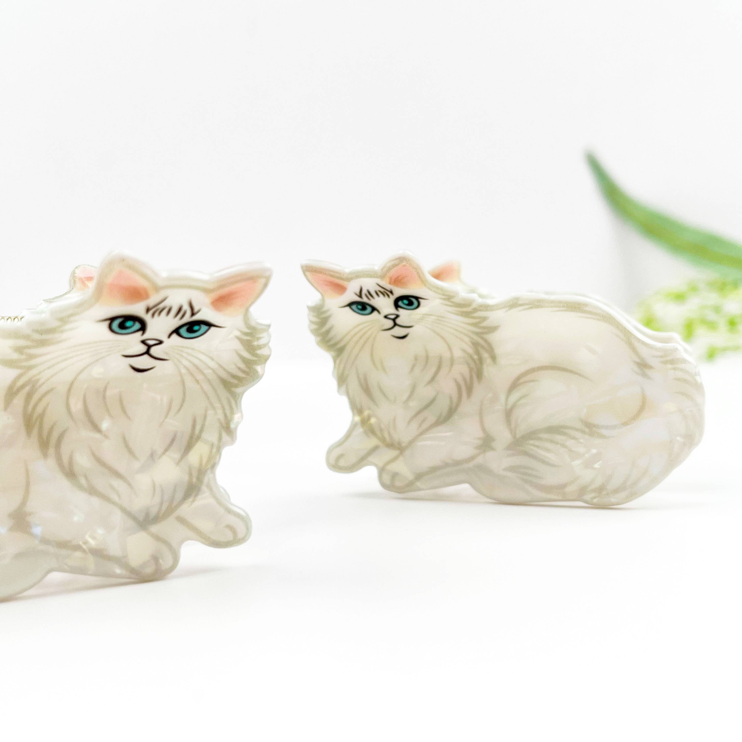 Branco 🐱 Garra de Cabelo Elegante de Gato Persa – Gancho Felino Chique 💫 para venda a revendedores na Faire1