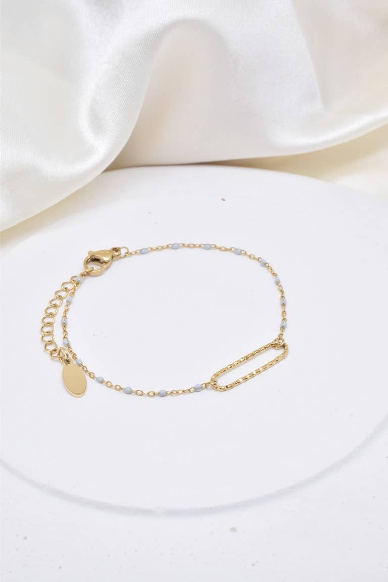 Kapyco - Venta al por mayor Pulseras de cadenas y eslabones - Pulsera de acero inoxidable esmaltada gris claro - BR210257OR-GRC1