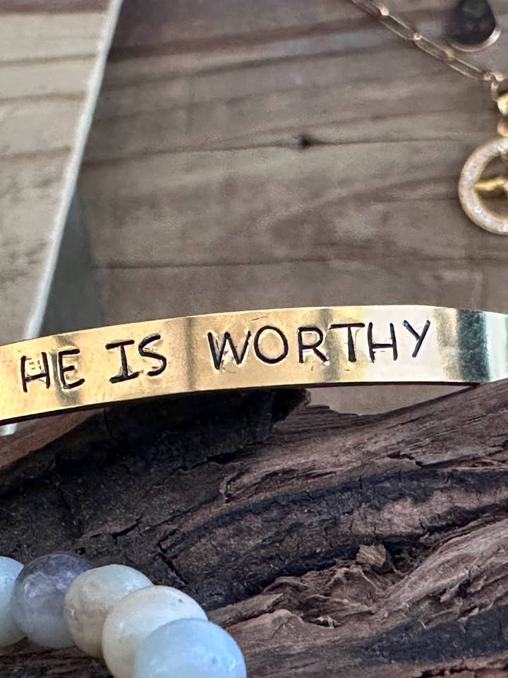 He Is Worthy — Hand-Stamped Cuff Bracelet
for wholesale by Kazuly Creations