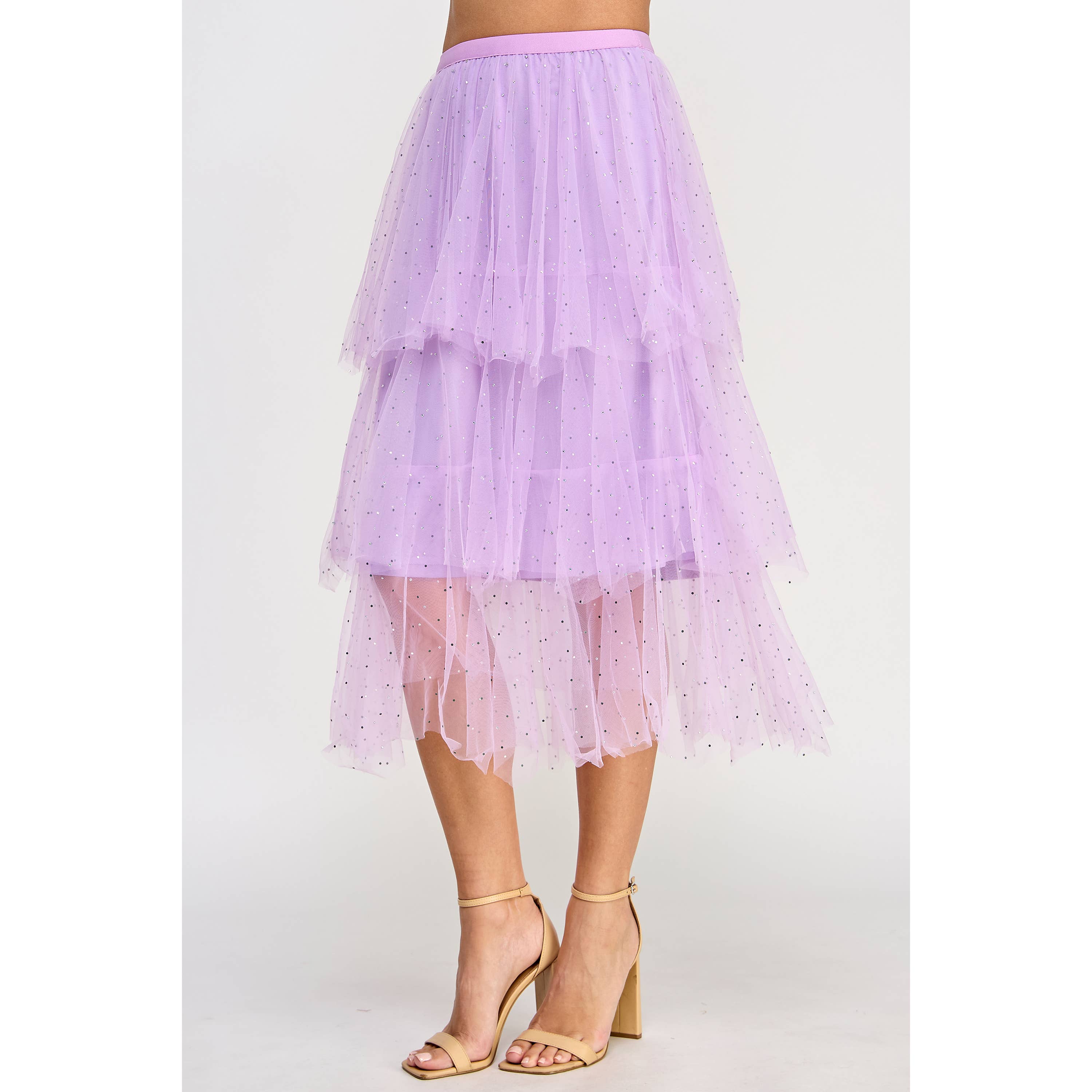 Strut & Bolt - Wholesale Rok - Dames - Midirok van tule met studs en strass16