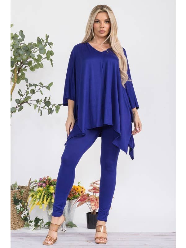 H&H Fashion Inc. - Wholesale Top & Pant Set (NOT Loungewear) - Women's - HH637X-S1 Plus V-neck Top & Leggings 2 PC Set