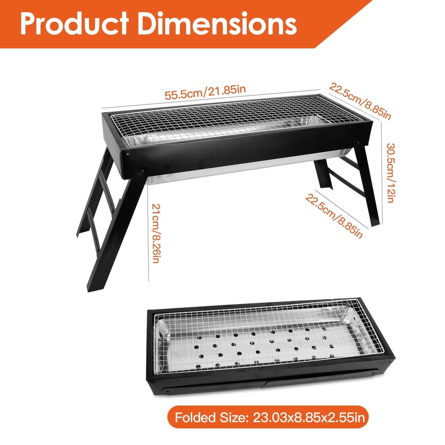 AS pic Foldable Charcoal BBQ Grill Stainless Steel Grill Net Easy Setup Portable Tabletop Barbecue Grill for Camping Picnic Outdoor Party Backyard for wholesale on Faire4