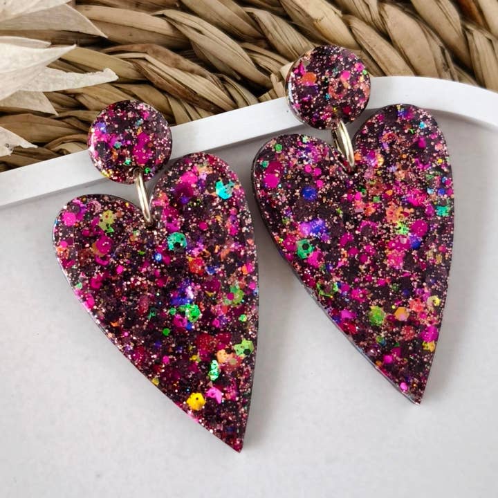 Brincos Big Love roxo cósmico por atacado de Les Noeuds de Maman