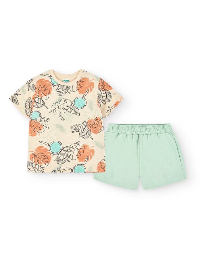 Conjunto de camiseta e bermuda para menino multicolor por atacado de Charanga