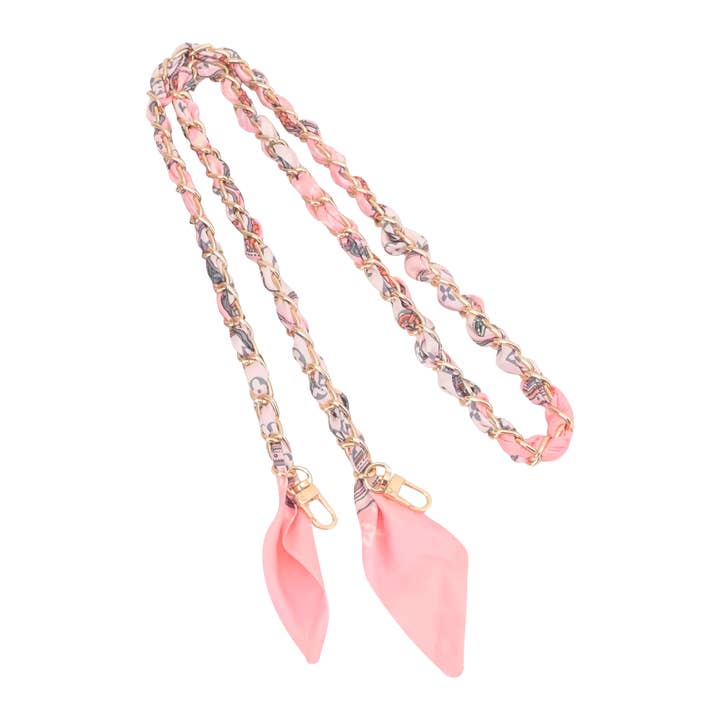 Gold Phone Chain with Scarf Light Pink - Long for wholesale on Faire