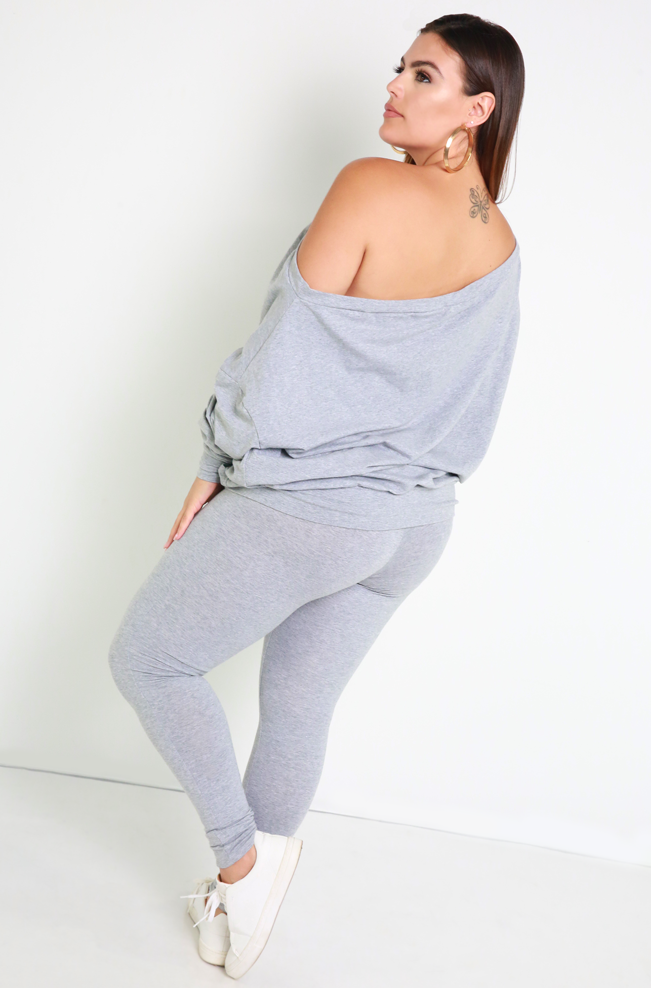 Reassurance Over The Shoulder Sweater & Legging Set - Gray for wholesale on Faire3
