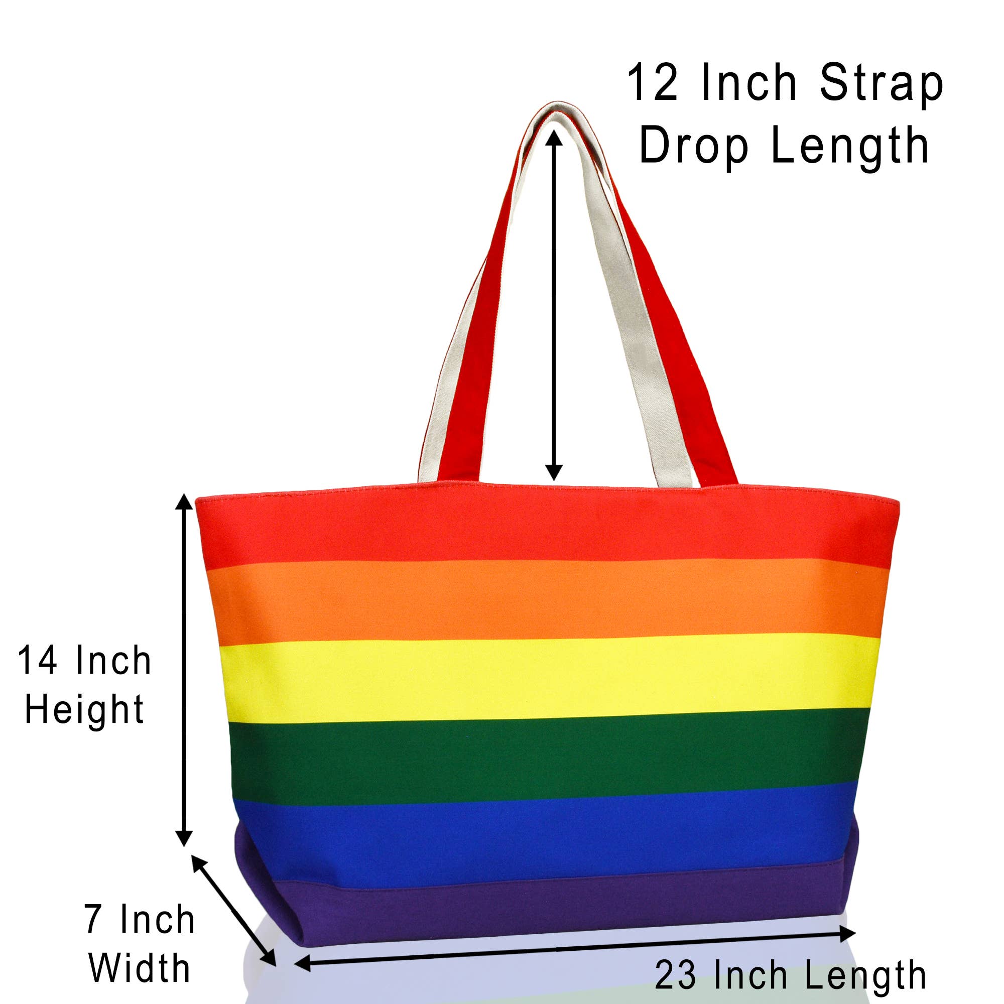 Dalix - Wholesale Tote Bag - Women's - DALIX Rainbow Tote Bag with Zippered Top2