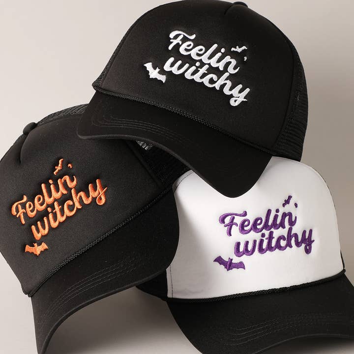 Gorra de camionero Feelin con bordado de bruja para Halloween para venta al por mayor de Fashion City