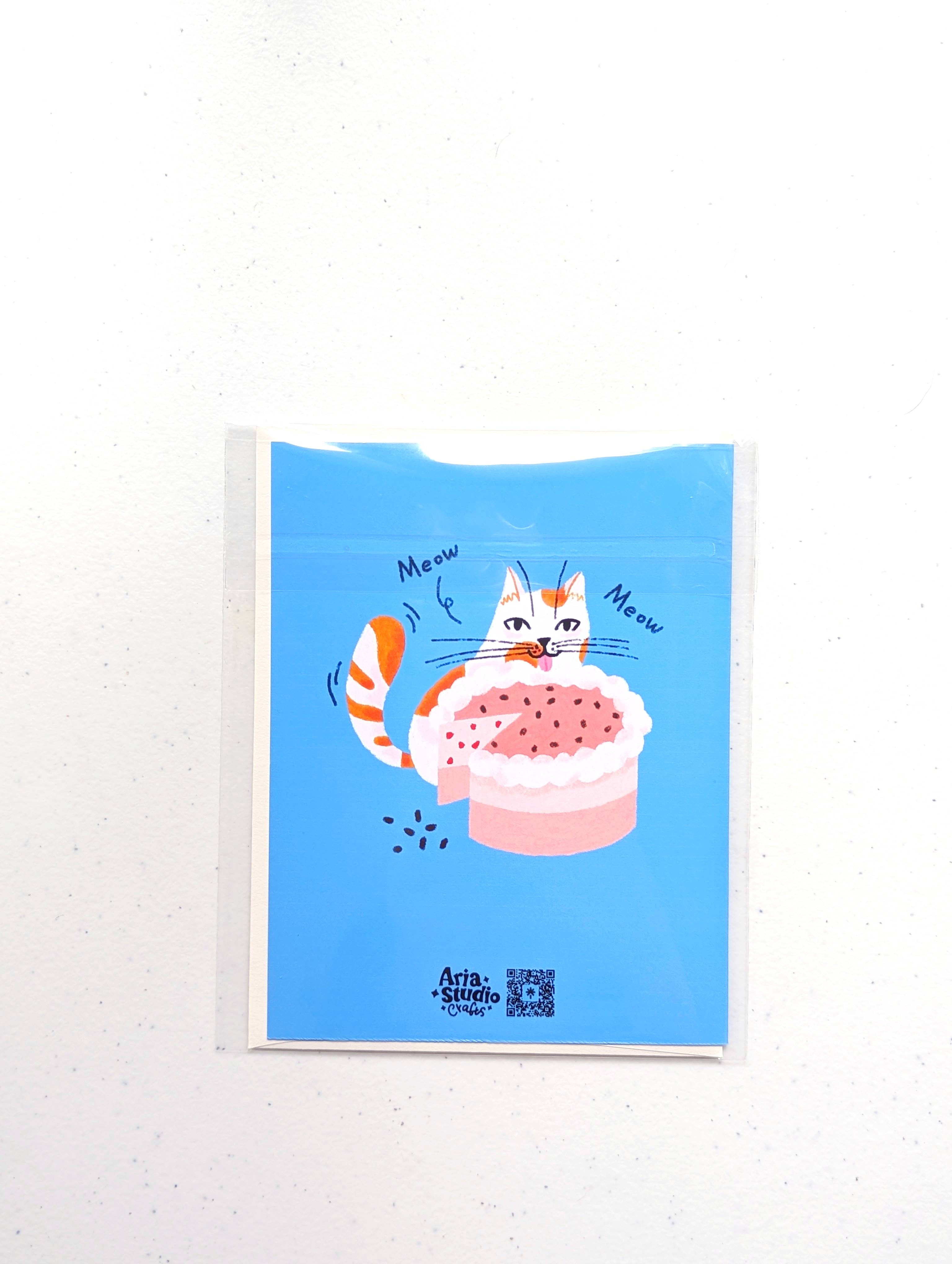 Aria Studio Crafts - Wholesale Thank You Card - Cat and Slice cake Birthday Card3