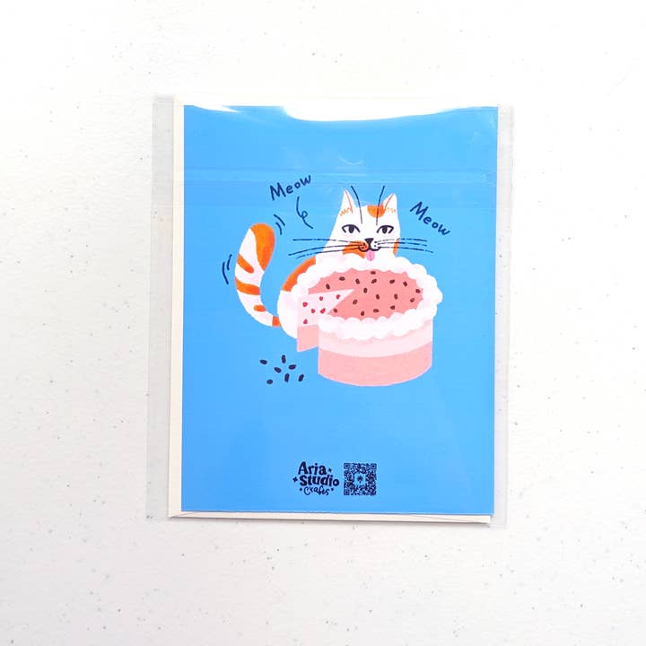 Aria Studio Crafts - Wholesale Thank You Card - Cat and Slice cake Birthday Card3