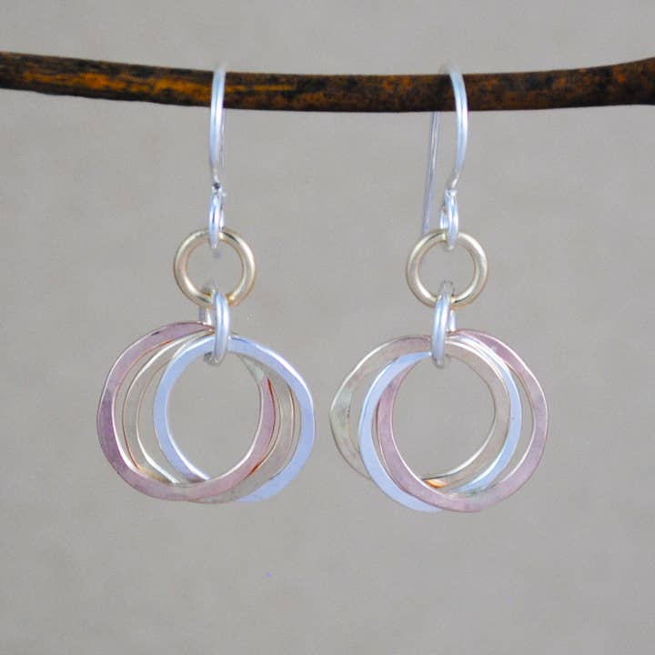 Mini Trio Earrings - mixed metals for wholesale by Cameron Kruse Designs