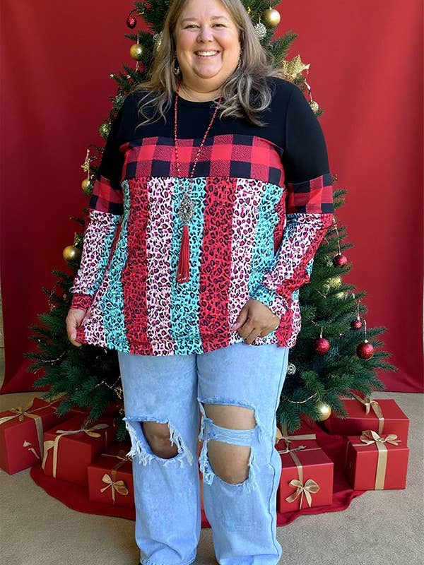 BQ14014 Block black printed long sleeve women tops for wholesale by luluclothes