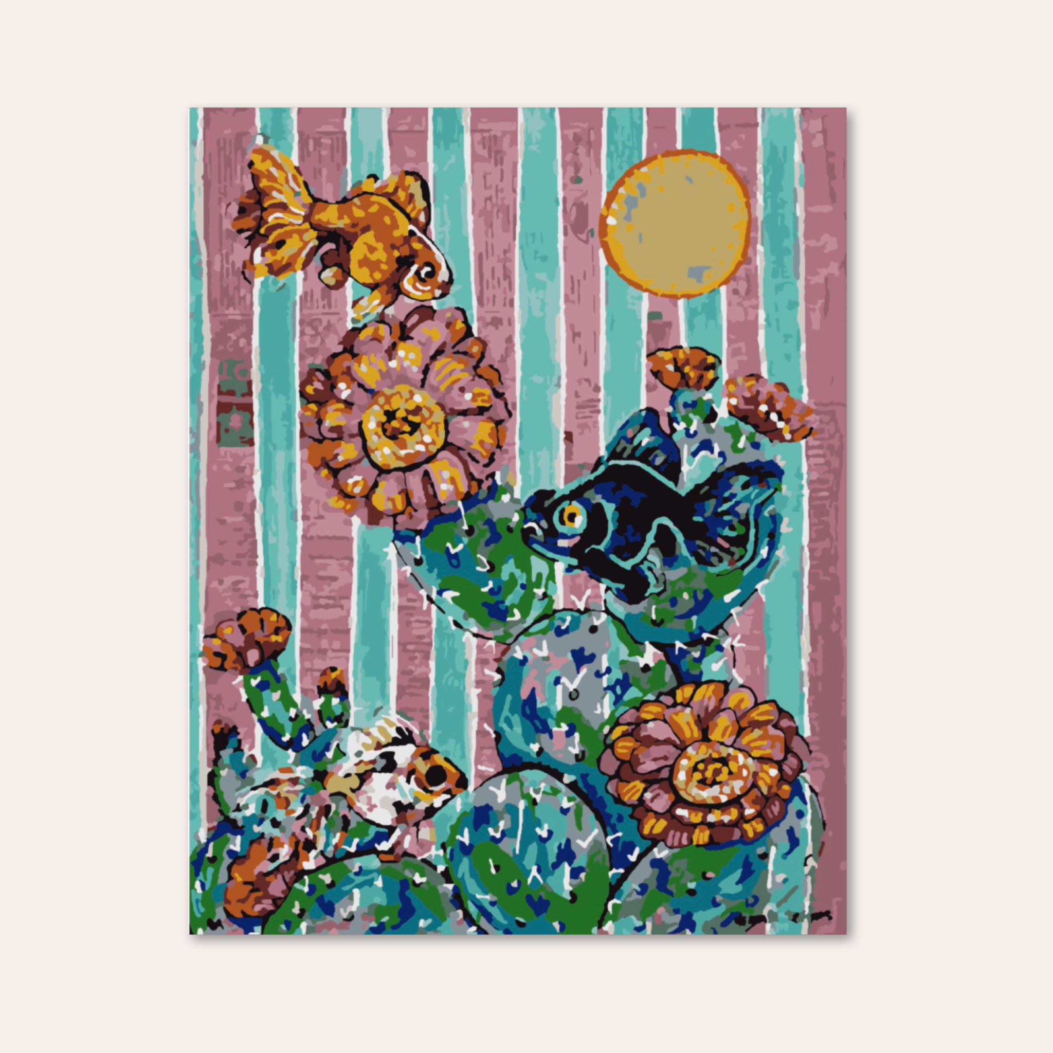 Heather Freitas - Wholesale DIY Craft Kit - Cactus Goldfish - Paint by Numbers Kit2