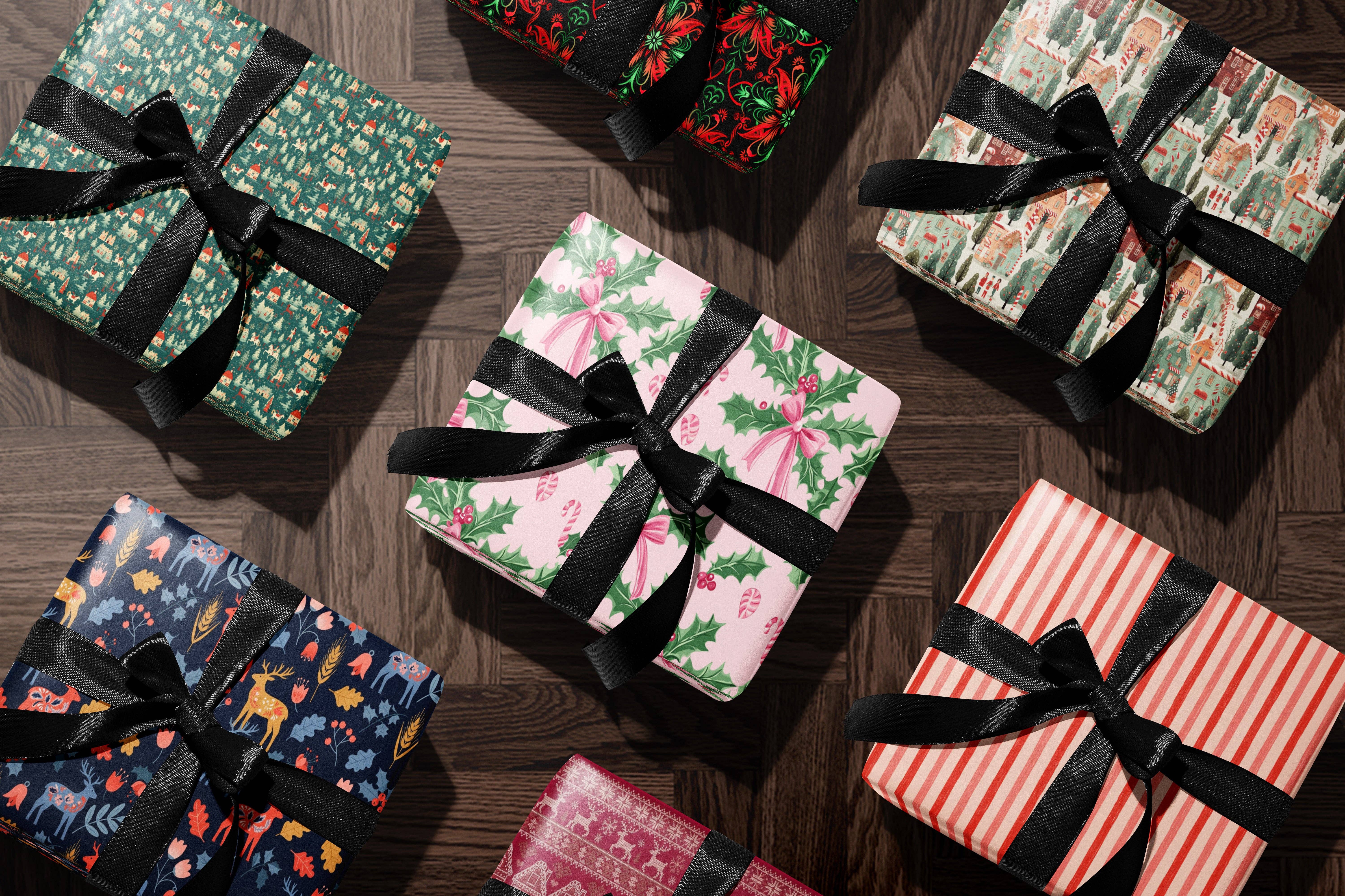 MagicMerchEmporium – wholesale Wrapping paper roll – Nordic Folk Art Wrapping Paper6