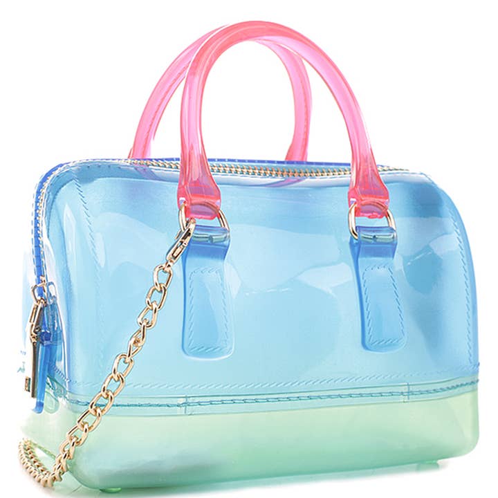 Paperdoll - Wholesale Tote bag – Women's - JELLY MULTI TONE SQUARE SHAPED HANDLE TOTE BAG