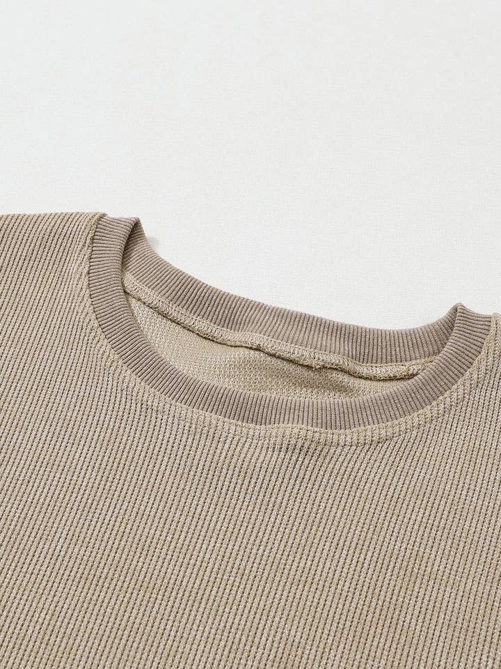 Suhkasana – wholesale Sweatshirt – Women's – Customizable Solid Ribbed Knit Round Neck Casual PulloverSweatshirt74