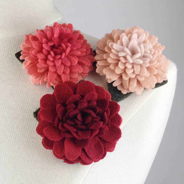 Recycled Cashmere Flower Brooch - Valentine Selection for wholesale by TheJuneBride