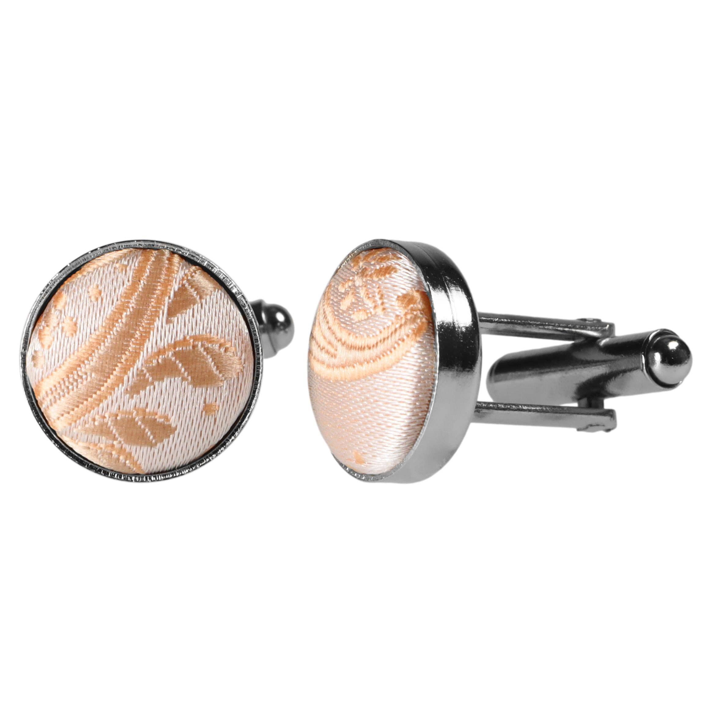 GASSANI - Wholesale Necktie - Men's - GASSANI 3-SET TIE SET, CHAMPAGNE APRICOT SLIM MEN'S PAISLEY TIE, 7CM THIN JACQUARD WEDDING TIE HANDKERCHIEF CUFFLINKS3