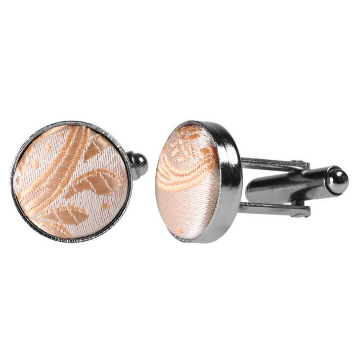 GASSANI – wholesale Slipsar – Herr – GASSANI 3-SET SLIPS SET, CHAMPAGNE APRIKOS SMAL HERR PAISLEY SLIPS, 7CM TUNN JACQUARD BRÖLLOP SLIPS NÄSDUK MANSCHETTKNAPPAR3