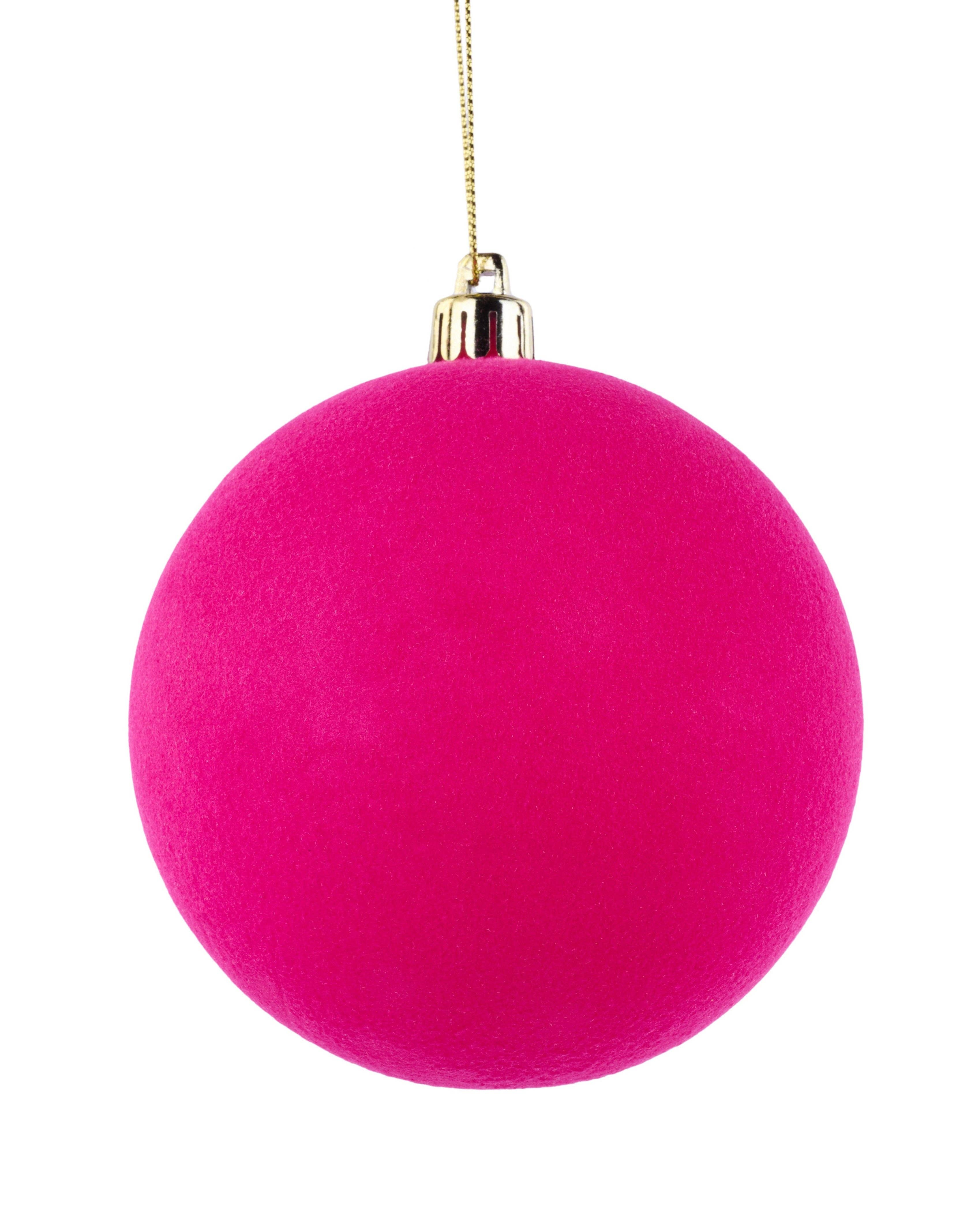 DecoExchange - Wholesale Ornament - 100Mm Smooth Flocked Ball Ornament Hot Pink XH113711