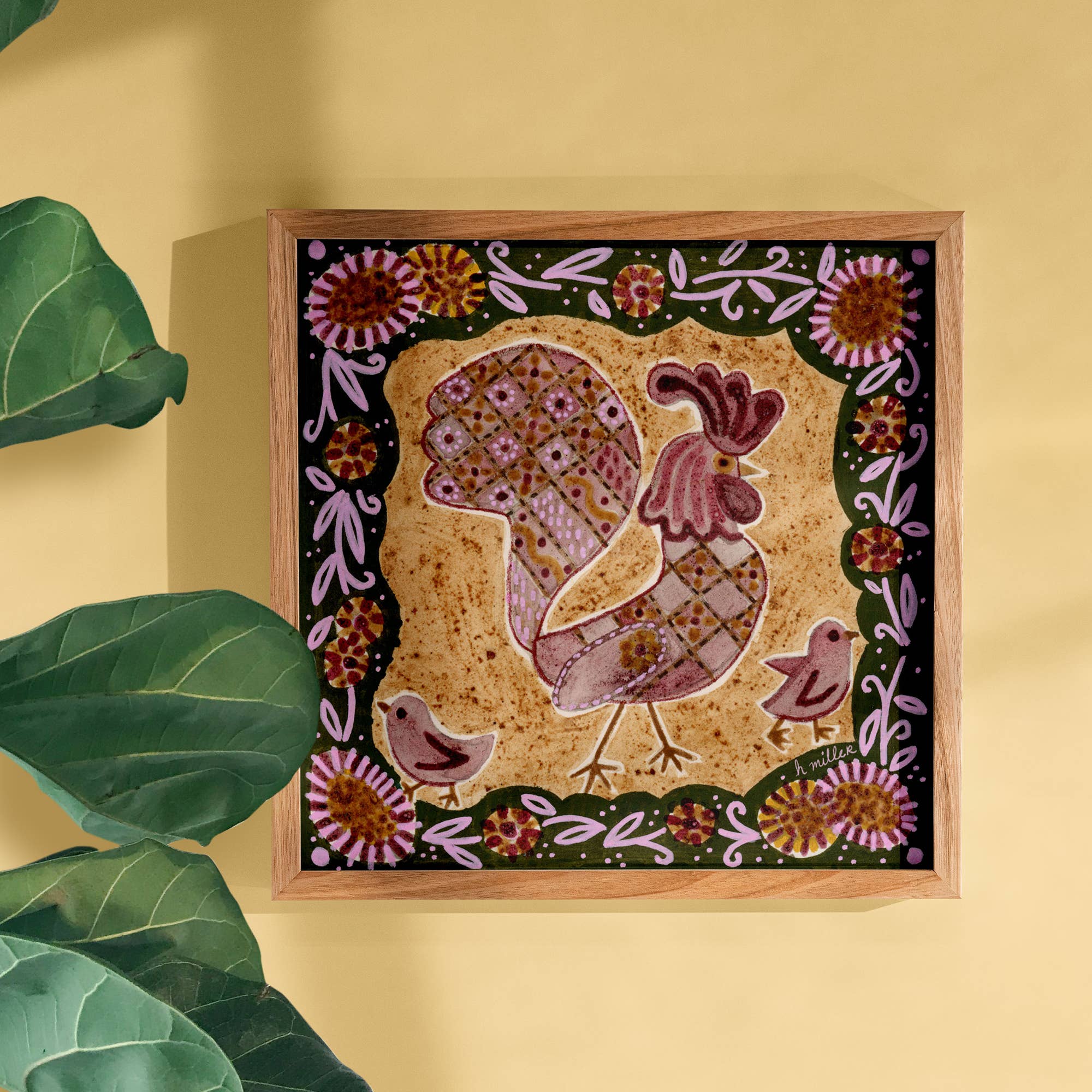 H Miller Ink Illustration Art wholesale products - Wholesale Art Print - Folk Art Style Rooster | Art Print | Wall Art & Home Decor3