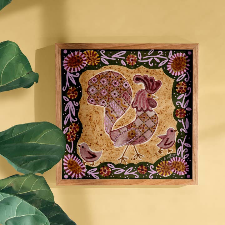 H Miller Ink Illustration Art wholesale products - Wholesale Art Print - Folk Art Style Rooster | Art Print | Wall Art & Home Decor3