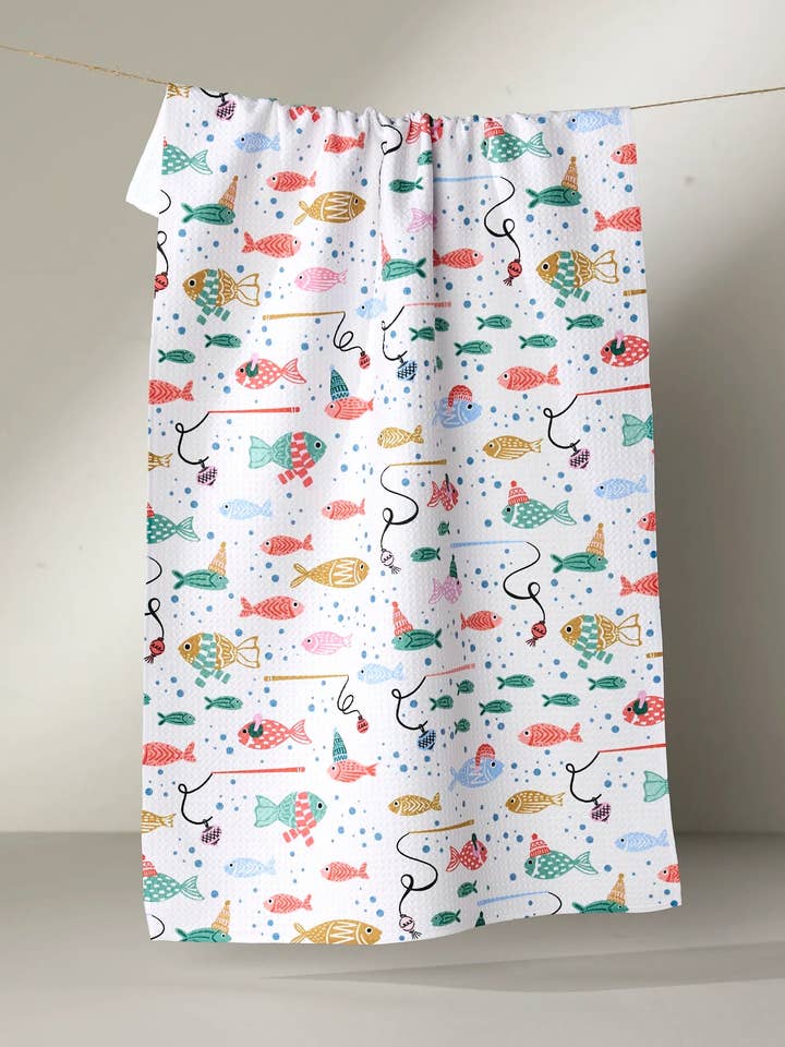 Lichte Feestelijke Vis Theedoek voor wholesale door Geometry