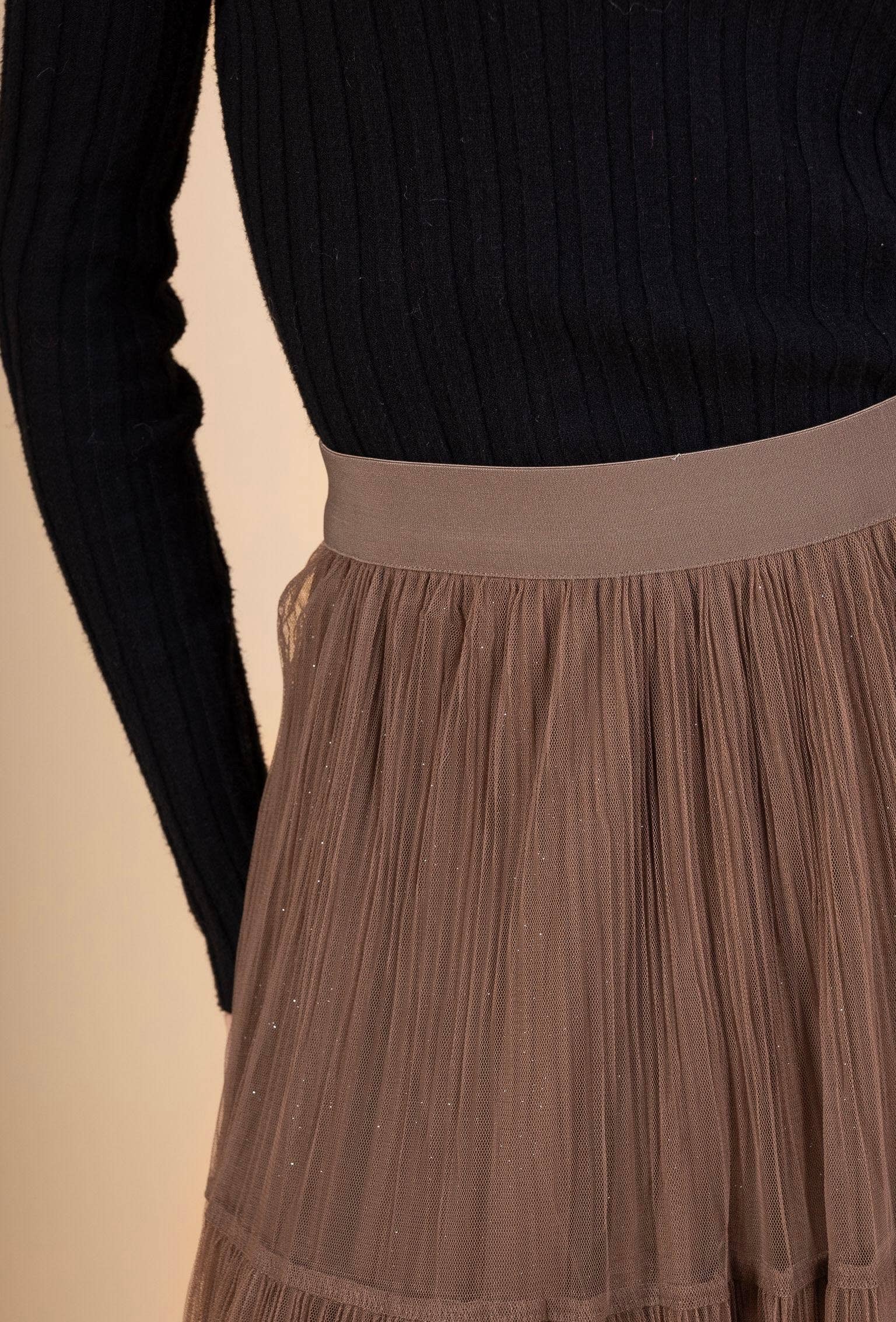 Reversible taupe tulle long skirt for women - Orice for wholesale on Faire3