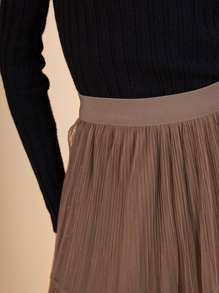 Reversible taupe tulle long skirt for women - Orice for wholesale on Faire3