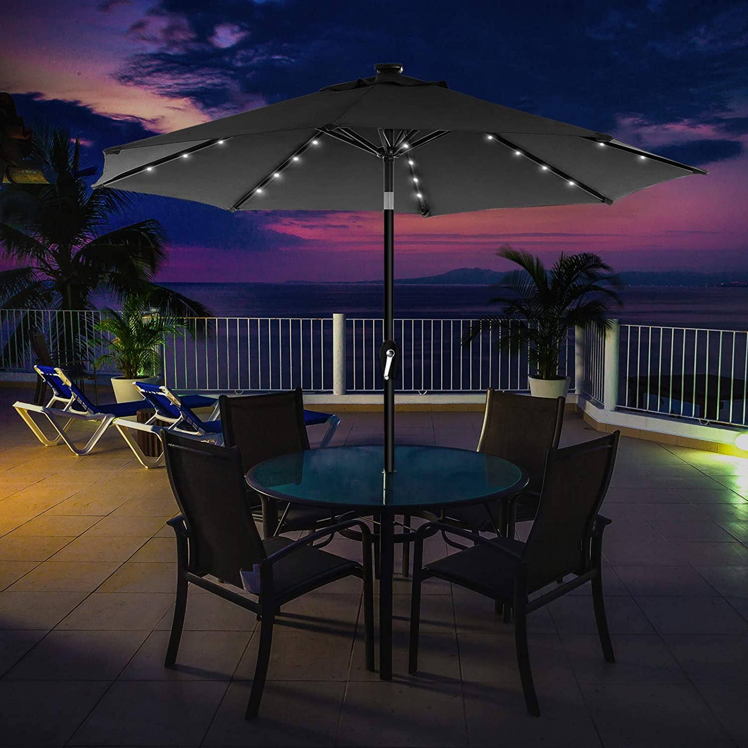 Mia Home - Wholesale Umbrella - Unisex - Nancy's Frere Lake Parasol - LED Lighting - Solar Powered3