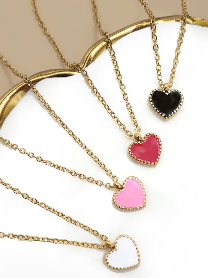 18K STAINLESS STEEL TARNISH FREE HEART NECKLACE | 40NK9569 for wholesale by JOSSLYN by wall to wall