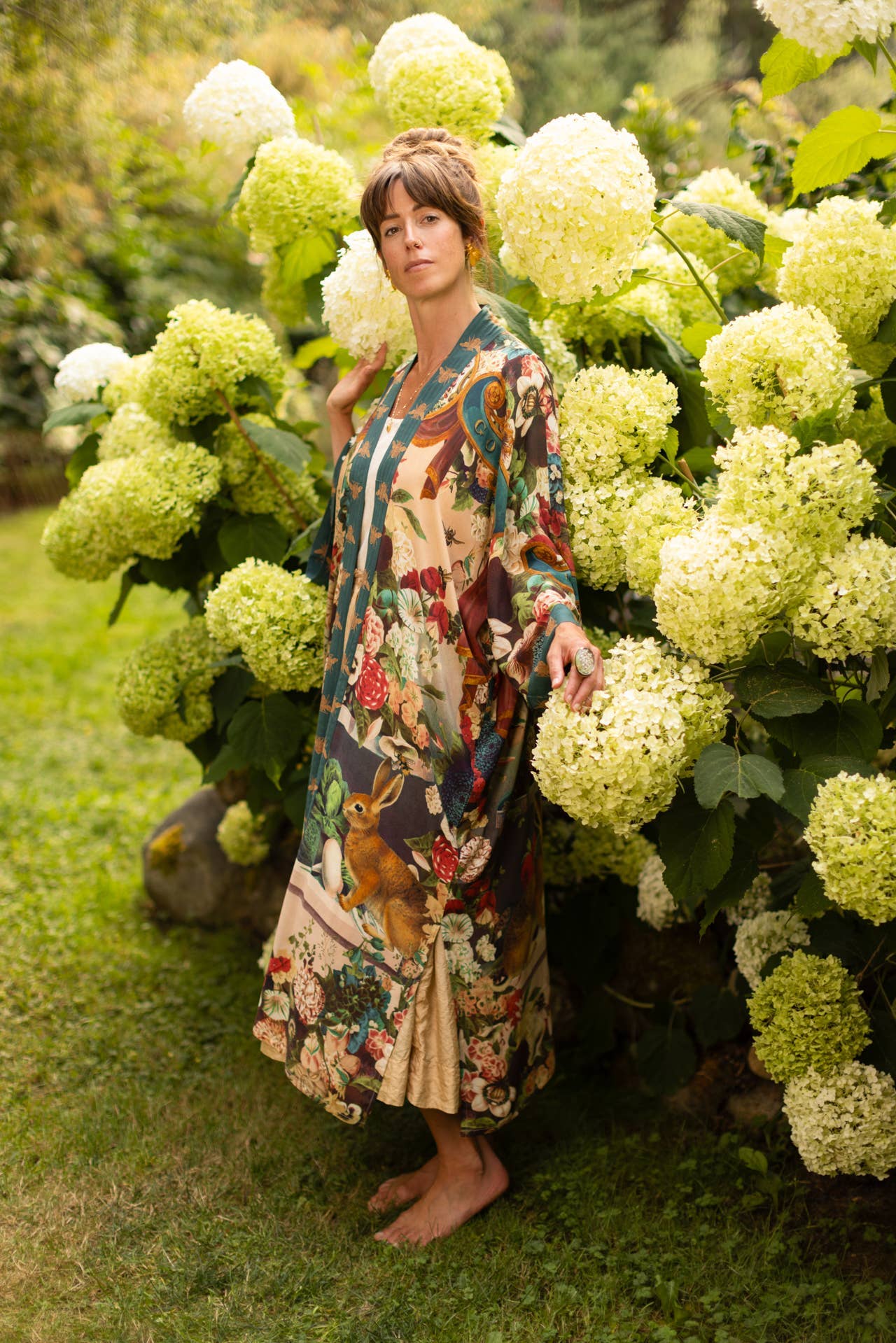 Market of Stars (Worldwide) - Wholesale Kimono - Women's - Stay Gold Opera Duster Kimono Robe w/ Rabbit & Bees30