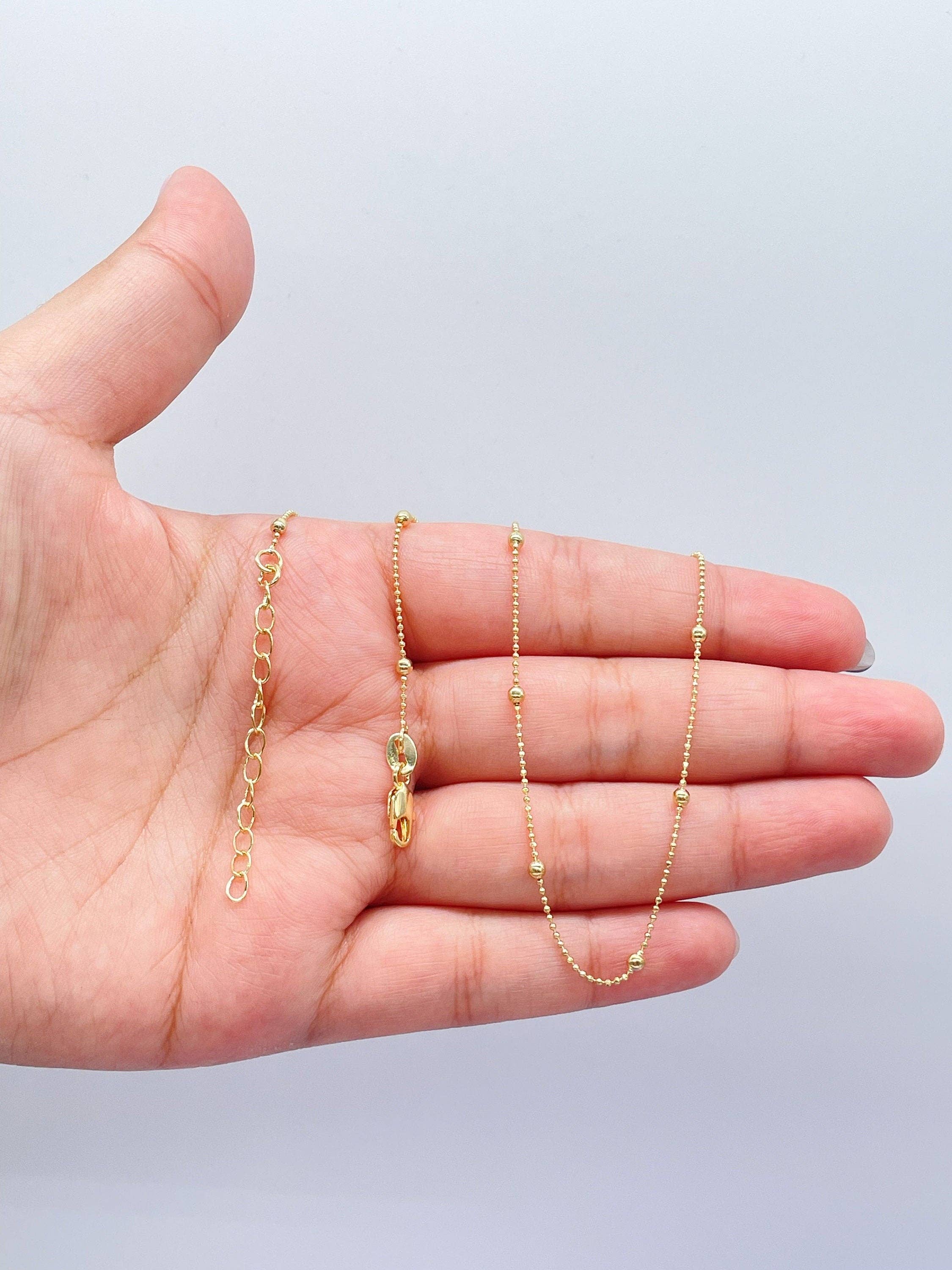 Milie - Wholesale Link & Chain Necklace - 18k GF 1mm Beaded Satellite Chain2