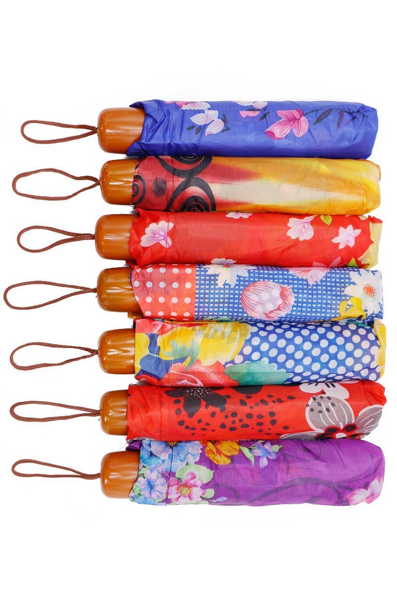 ASSORTITI Ombrello da viaggio compatto con stampa floreale, apertura manuale in vendita all'ingrosso su Faire1