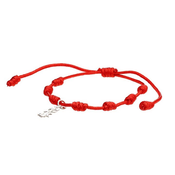 Bracciale 7 nodi con grande croce Caravaca in argento sterling 925 per la vendita all'ingrosso da parte di Vives de la Cortada S.L