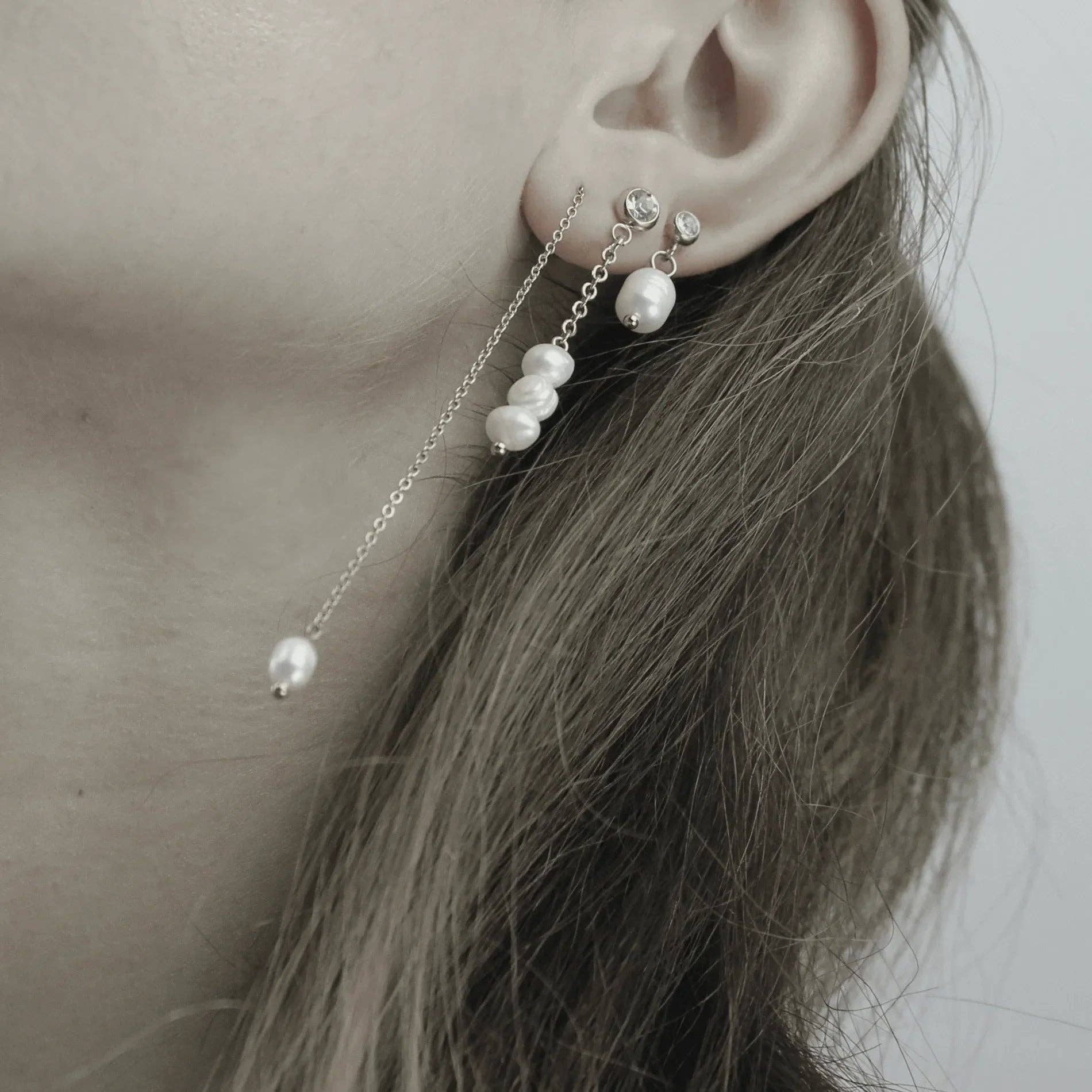 Dansk Copenhagen – Engroshandel Hængeøreringe og creoløreringe – Joy Waterproof Post Pearl & CZ Earring 18K Gold Plating4