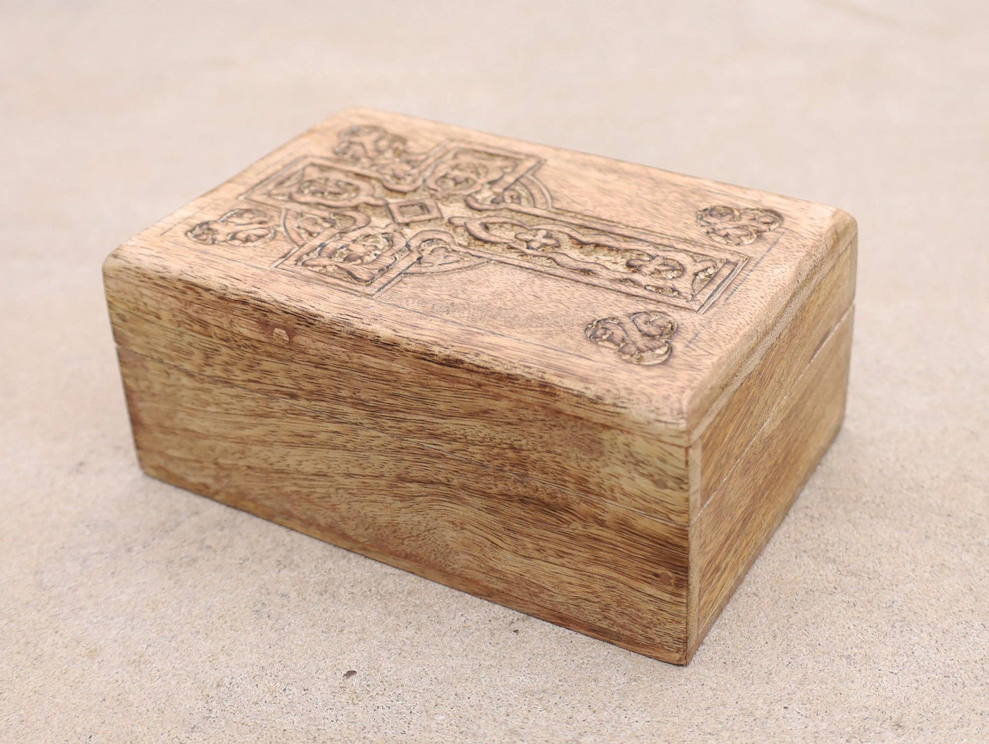 Lungta Imports – wholesale Jewellery box/organiser – Hand Carved Celtic Cross Wooden Box Keepsake Jewelry Storage6
